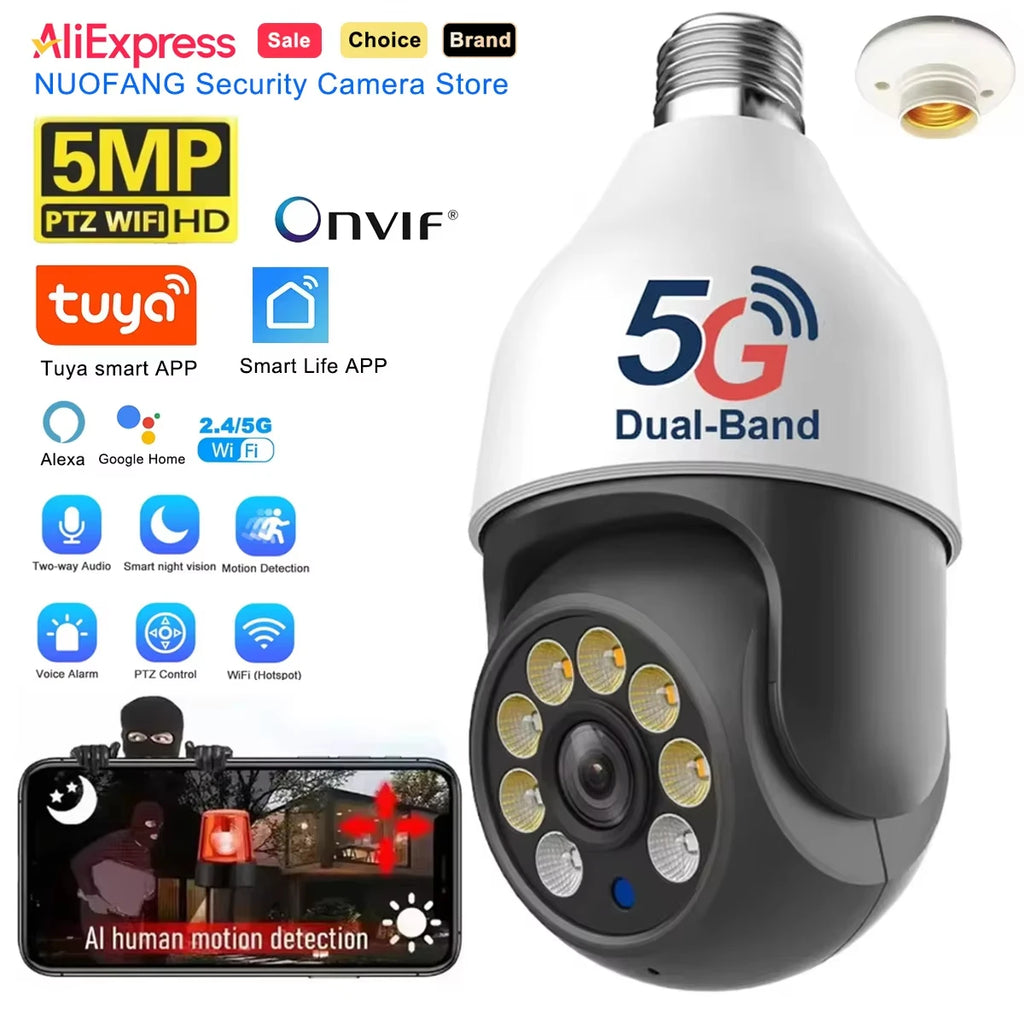 5MP HD Tuya WiFi IP Camera Outdoor Waterproof AI Human Detection ONVIF Smart Wireless CCTV Security Surveillance Outdoor Cam