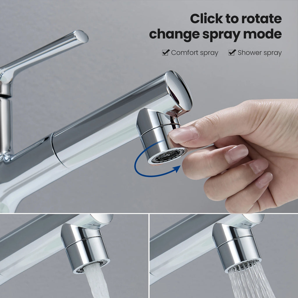 Sink faucet and 20.2cm tall sink basin, chrome-plated mixer for the sink with a shower, modern design