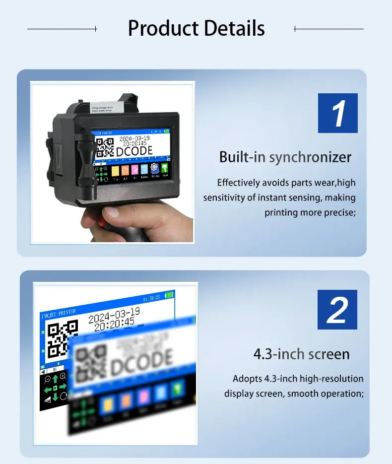 DCODE 1750PLUS-1 25.4mm Handheld Inkjet Printer Portable TIJ Printer Logo Counter Batch Number QR Barcode Date Coding Machine