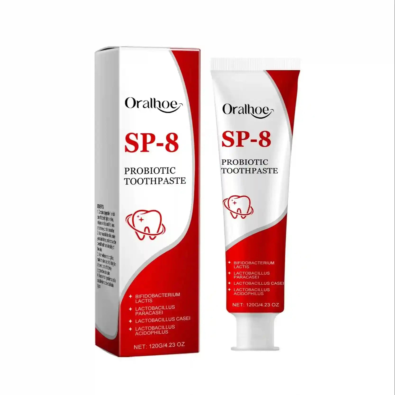Tidesmit SP-8 Probiotic Whitening Toothpaste for deep cleaning, plaque removal, and fresh mint breath.