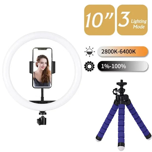 LED Ring Light with Tripod Stand - Adjustable Content Creation Lighting Tidesmit