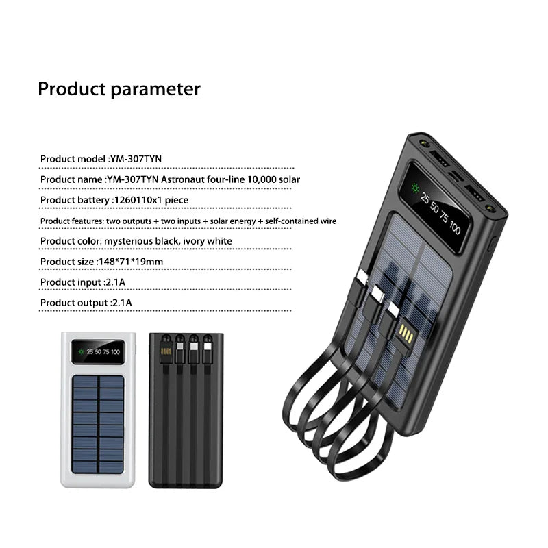 200000mAh Solar Power Bank 120W Fast Charging Portable Charger Tidesmit