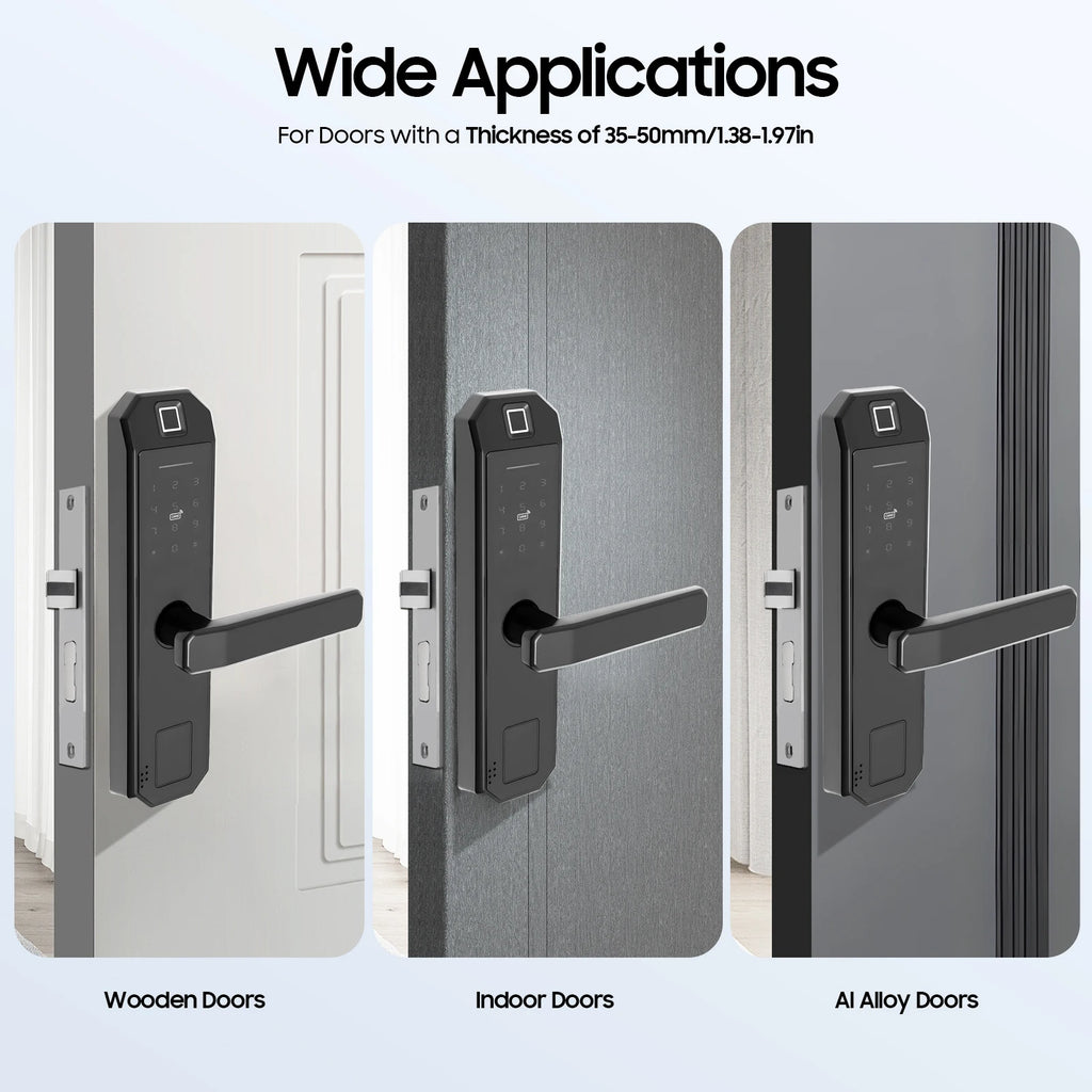 Smart Door Lock Fingerprints passwords 4 Unlock Methods 15 Month Battery  200 User Capacity for Home Office Apartment Security