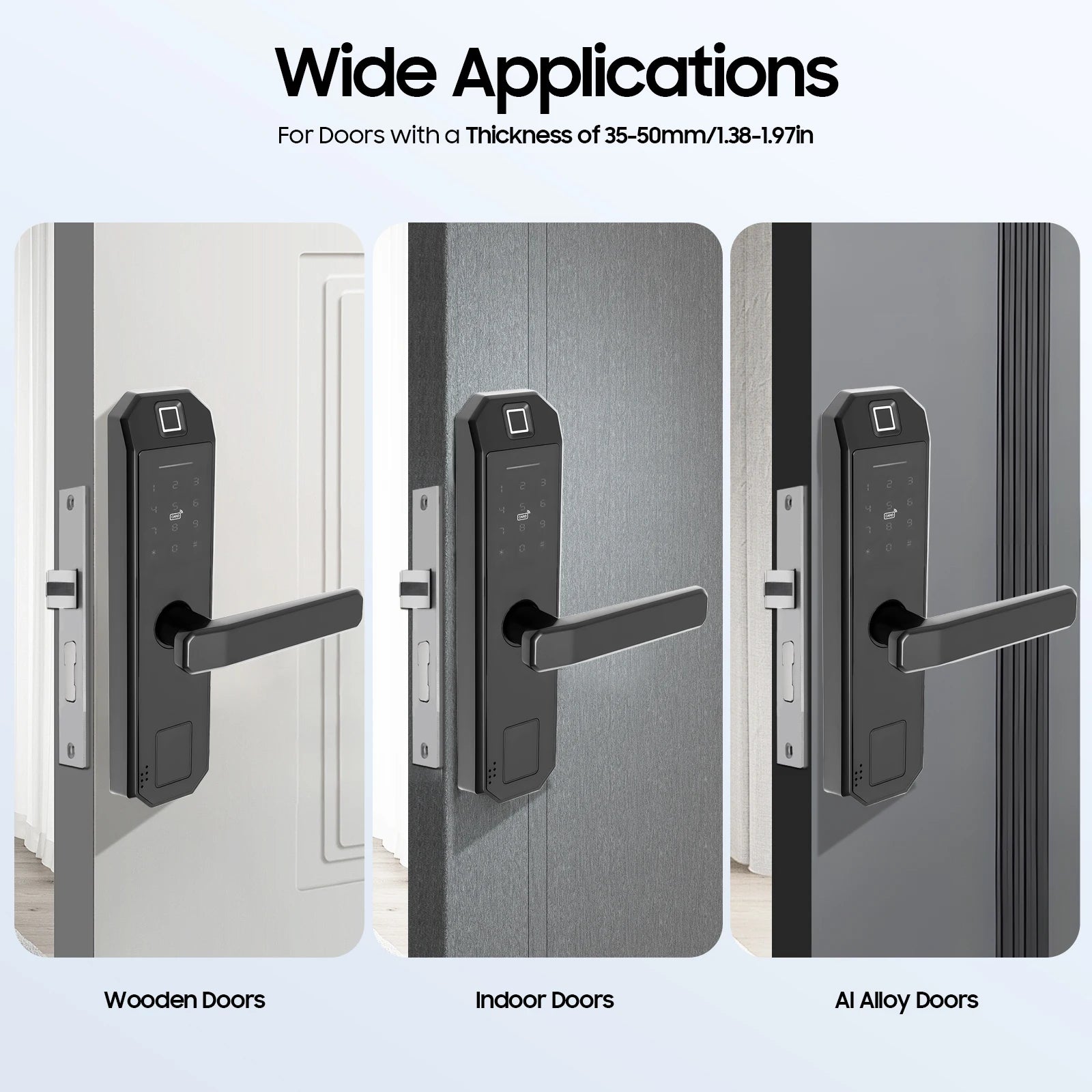 Smart Door Lock Fingerprints passwords 4 Unlock Methods 15 Month Battery  200 User Capacity for Home Office Apartment Security