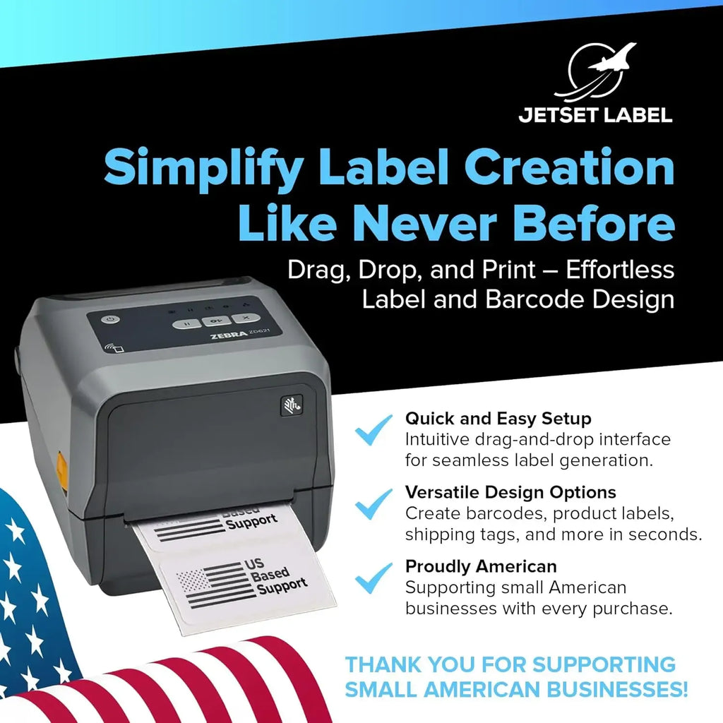 Zebra desktop label printer showing control panel and front label tray