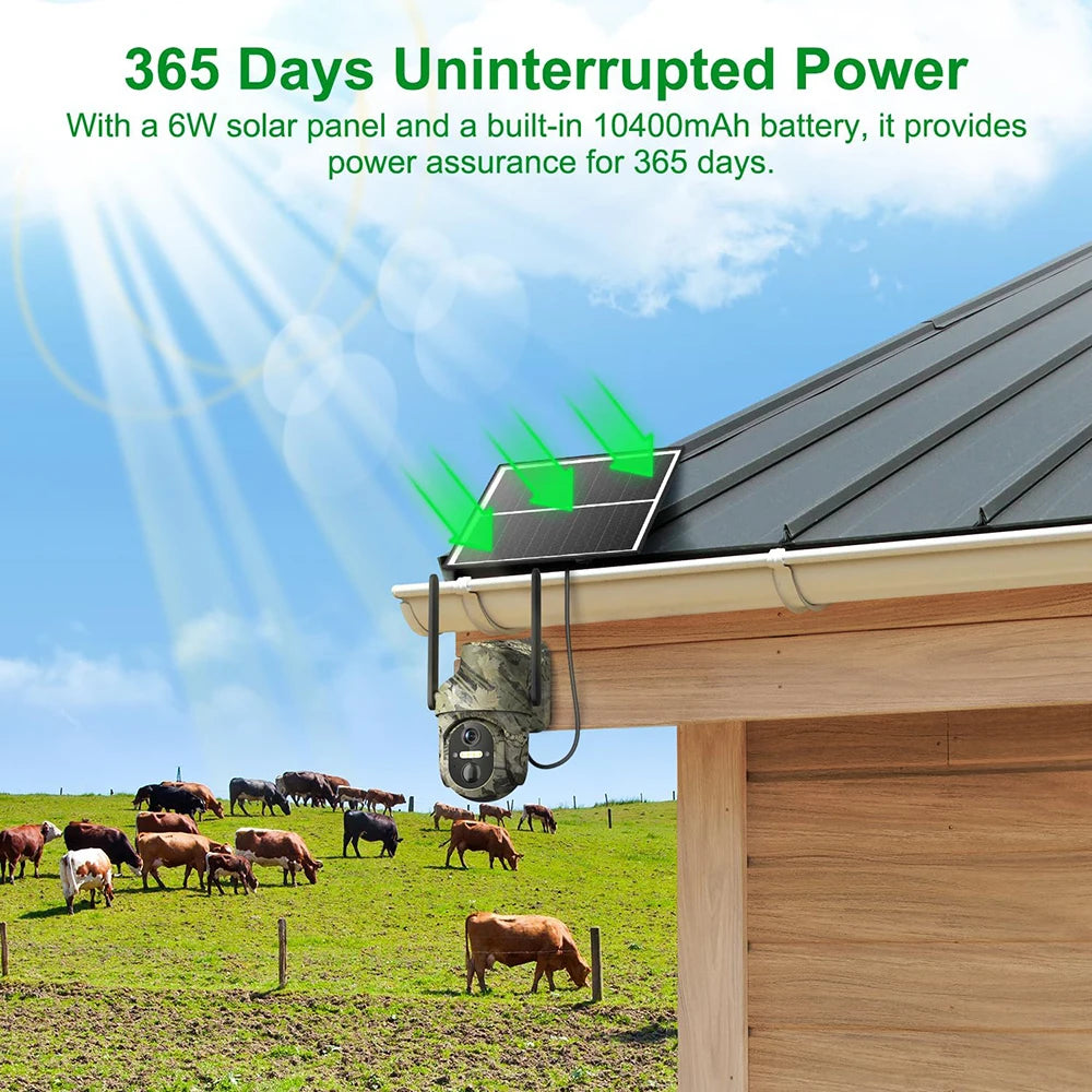 2K 3MP 4G Sim Card LTE Cellular Solar Powered Trail Hunting Wildlife Motion Activated Security Camera Outdoor Color Night Vision