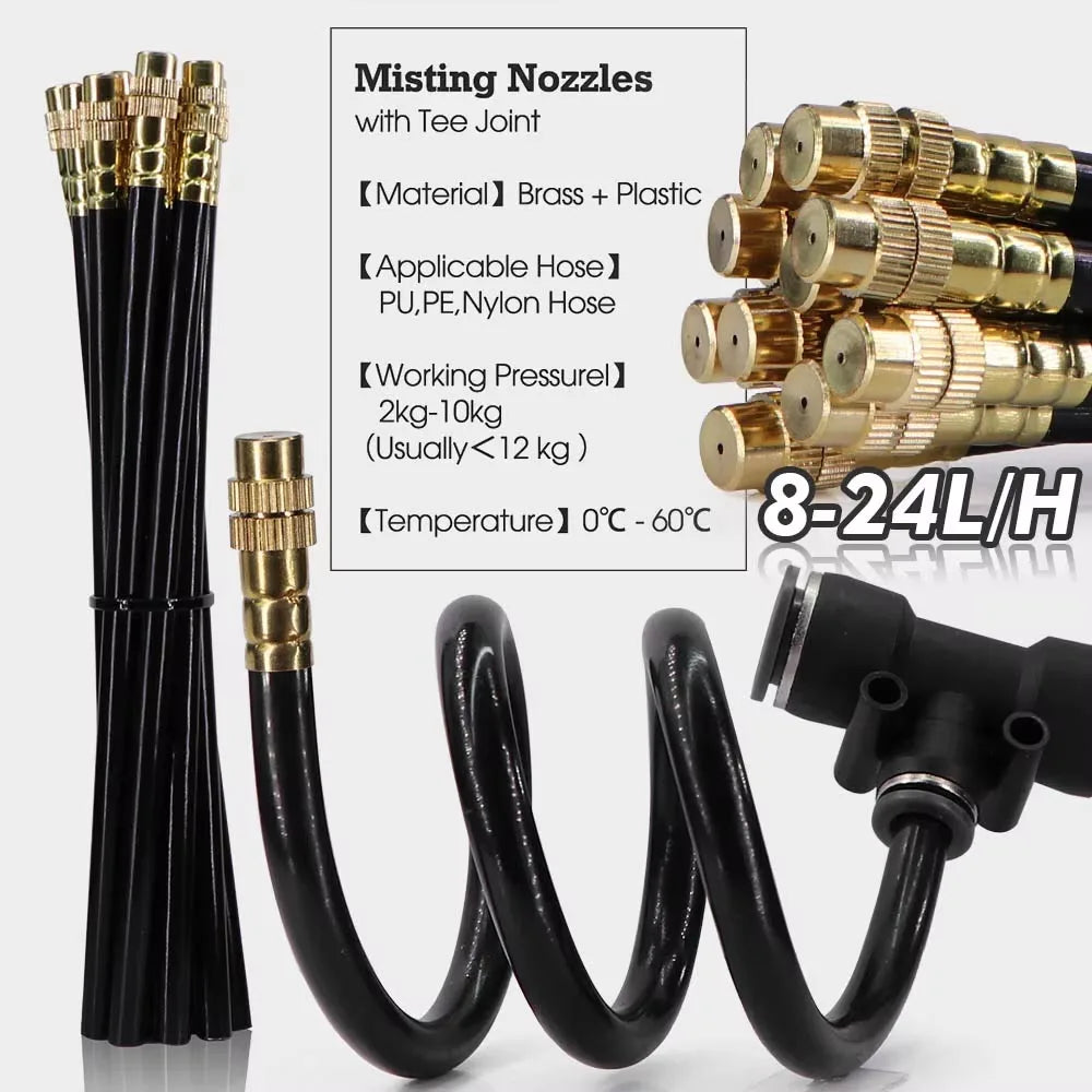 3/8" 9/12mm Garden Auto Watering System 360° Bend Adjustable Sprayer Nozzle Plants Potted Irrigation Misting Cooling Sprinkler