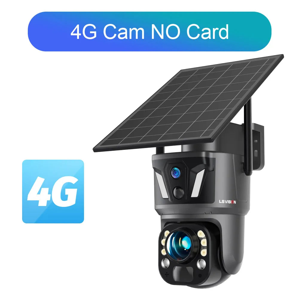 LS VISION 99X Optical Zoom Dual Screen Solar Camera Outdoor 4K 4G/WiFi PTZ Dual PIR Detection AI Auto Tracking Security Camera