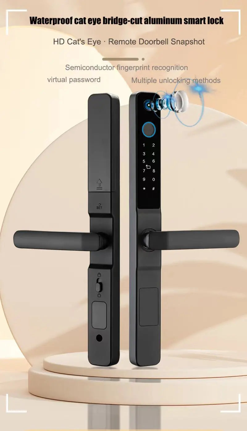 Peephole Camera Smart Aluminum Lock Euro 3592 Mortise Waterproof Tuya Wifi Fingerprint Digital Lock of UPVC Grill Sliding Door