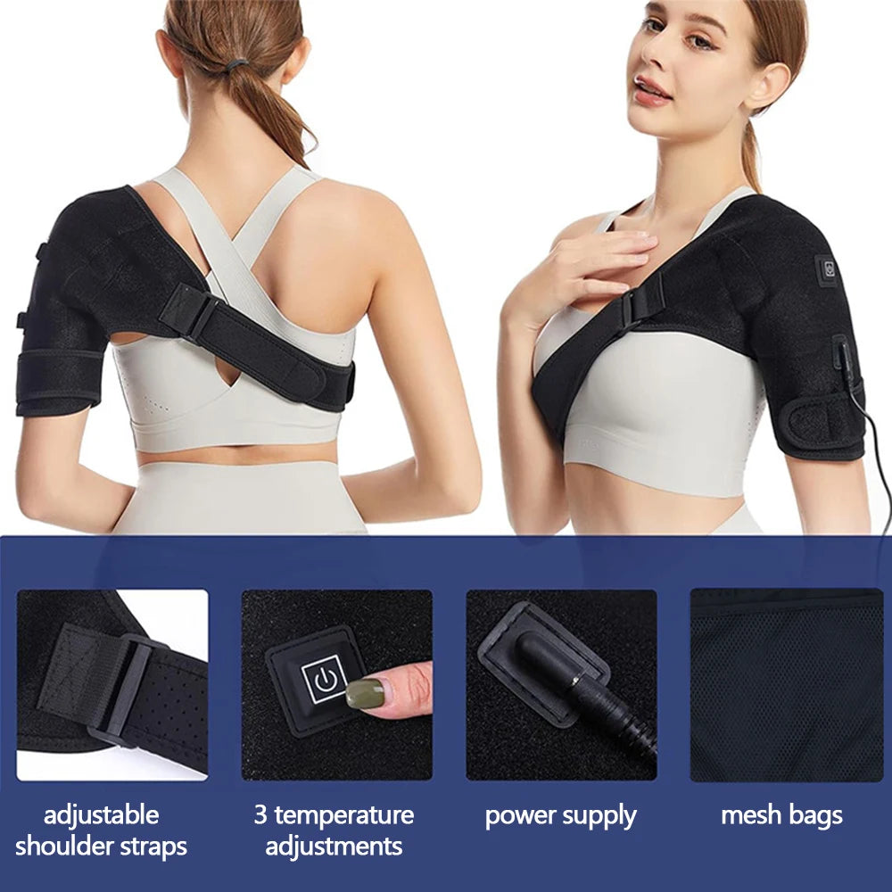 Shoulder Heating Pad for Rotator Cuff Pain Relief - Natural Black Fascia Gun Tidesmit