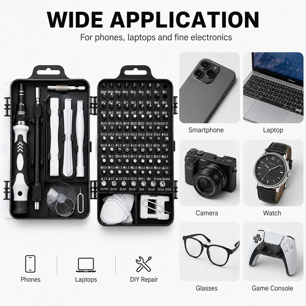 115 In 1 Precision Magnetic Screwdriver Set Electronics Repair Tool Kit For Phone Laptop Game Console Watch