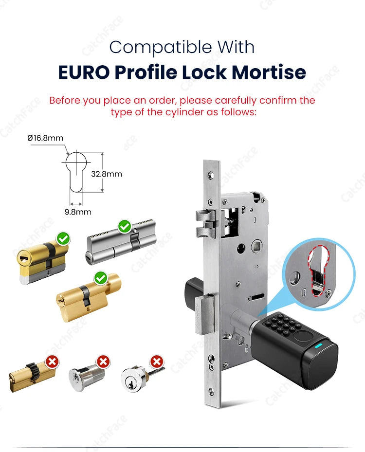IP66 Waterproof 2026 New Generation TUYA APP Fingerprint Password Digital RFID Card Cylinder Smart Door Lock 60-90 90-120