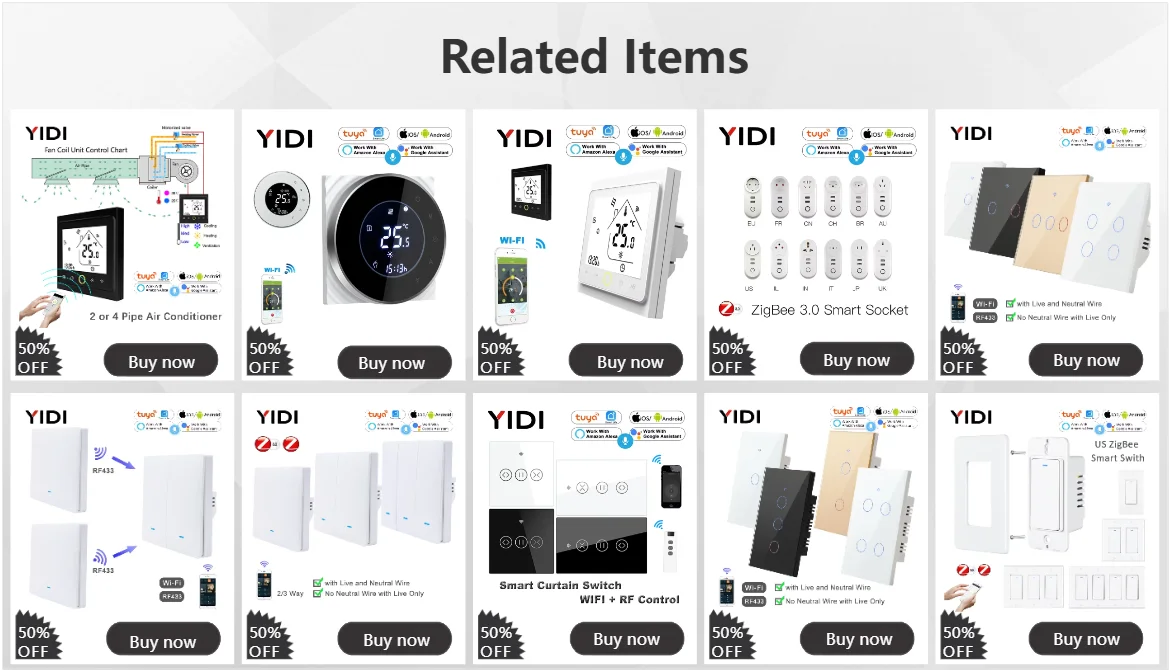 2 4 Pipe WiFi Smart Central Air Conditioner Thermostat 3 Speed Fan Coil Unit Wireless Voice Tuya Temperature Controller Alexa