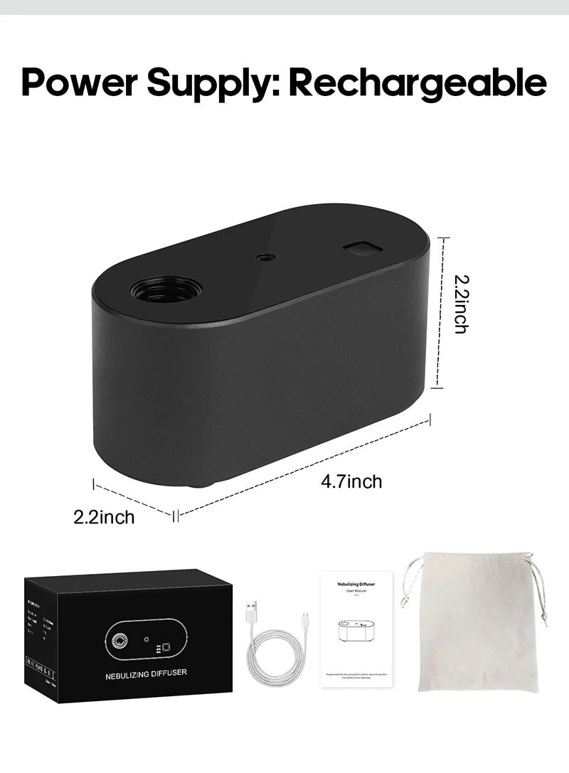 KINSCOTER Portable Waterless Aroma Diffuser Essential Oil Nebulizing Diffusion Machine for 10ml 20ml Oil Bottles with Bag