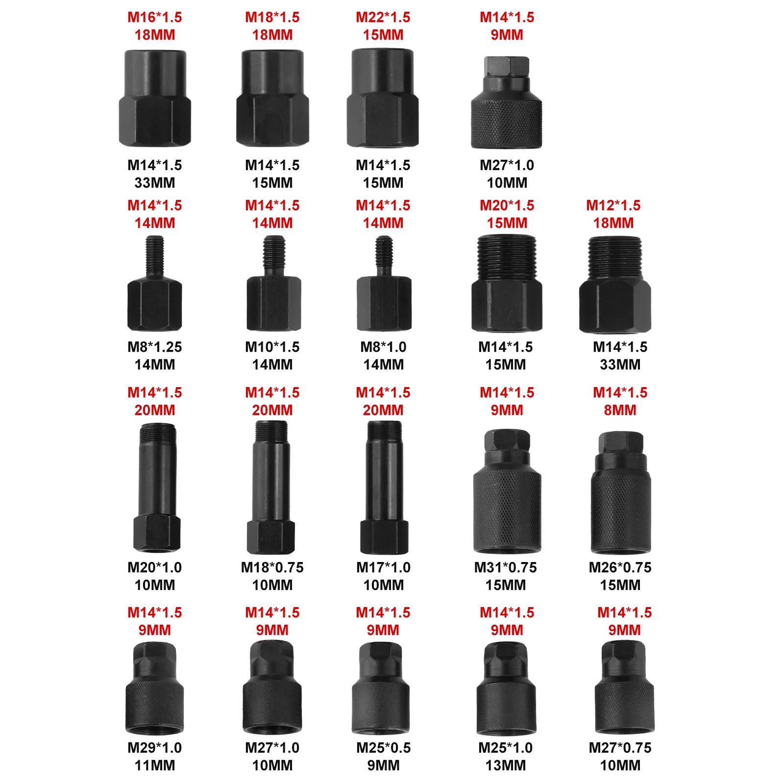 Podofo 24pcs Pneumatic Diesel Injector Puller Tool Professional Air Vibration Injector Removal Extractor Tool for Removing Stuck Fuel Injectors in Diesel Engines with 19Pcs Adapters&Box