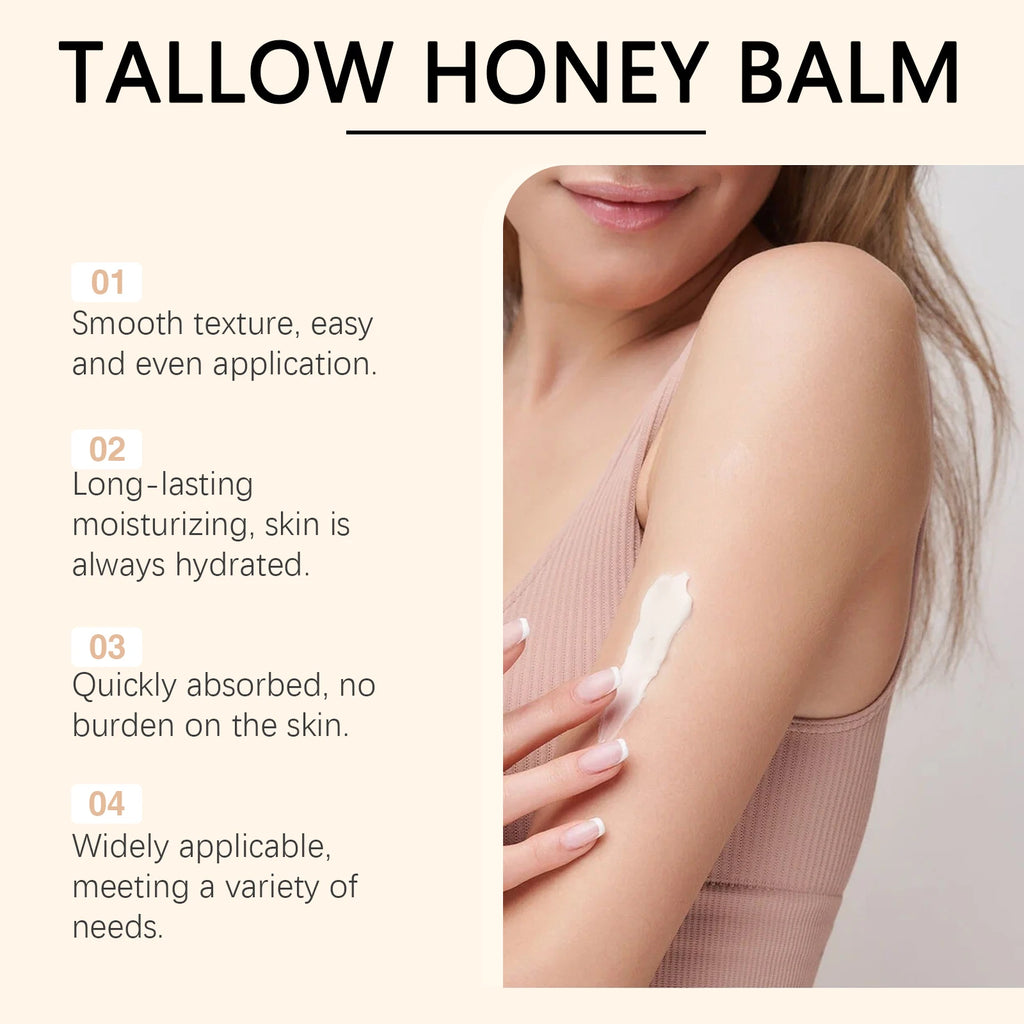 Whipped Beef Tallow Honey Balm Deeply Moisturizer Brightening Fast Absorption Grass Fed Grass Finished Face Cream Body Lotion