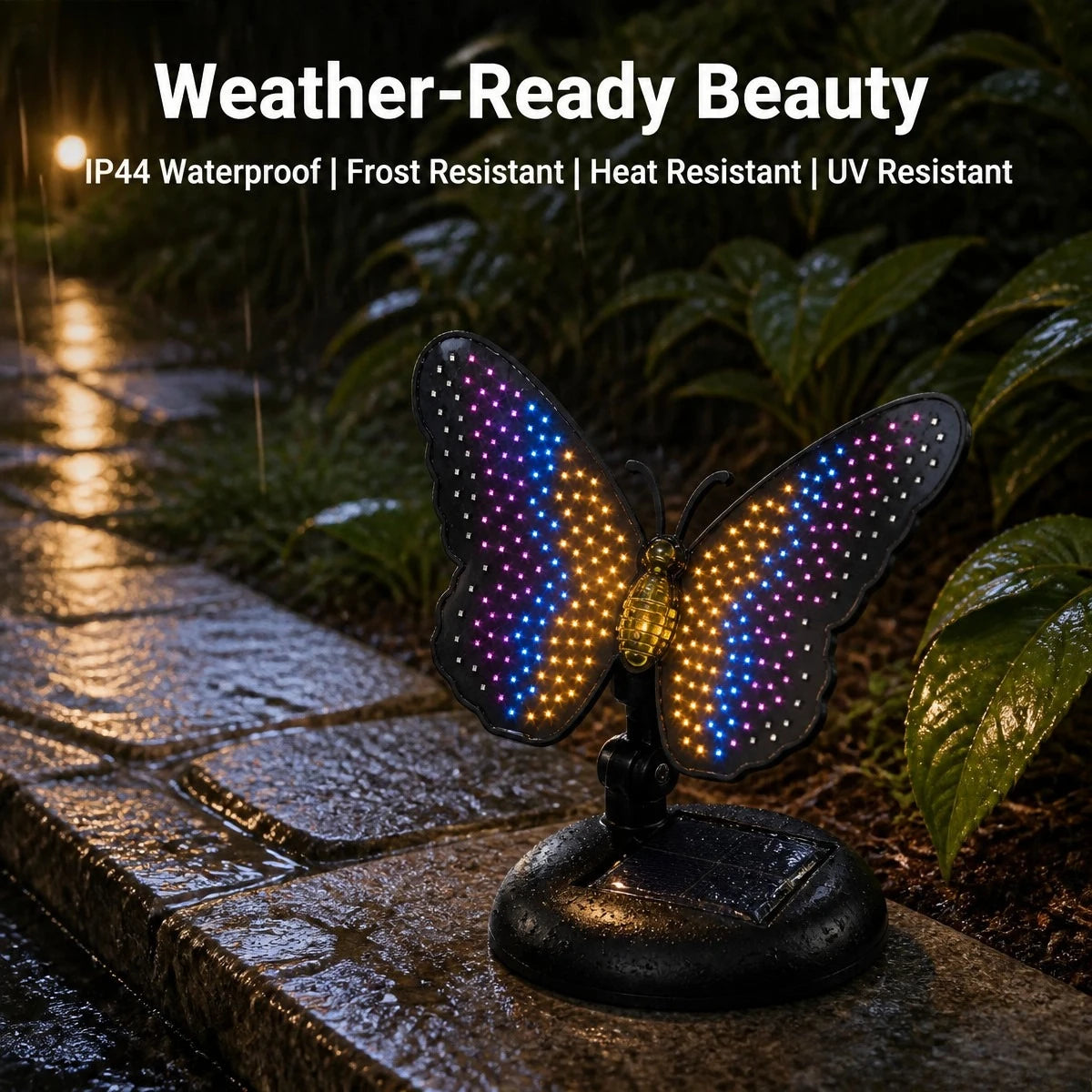 Outdoor Solar Butterfly Lamp 210 LEDs Hanging Wall Fence Art Decoration Solar Landscape Light for Garden Yard Patio Porch