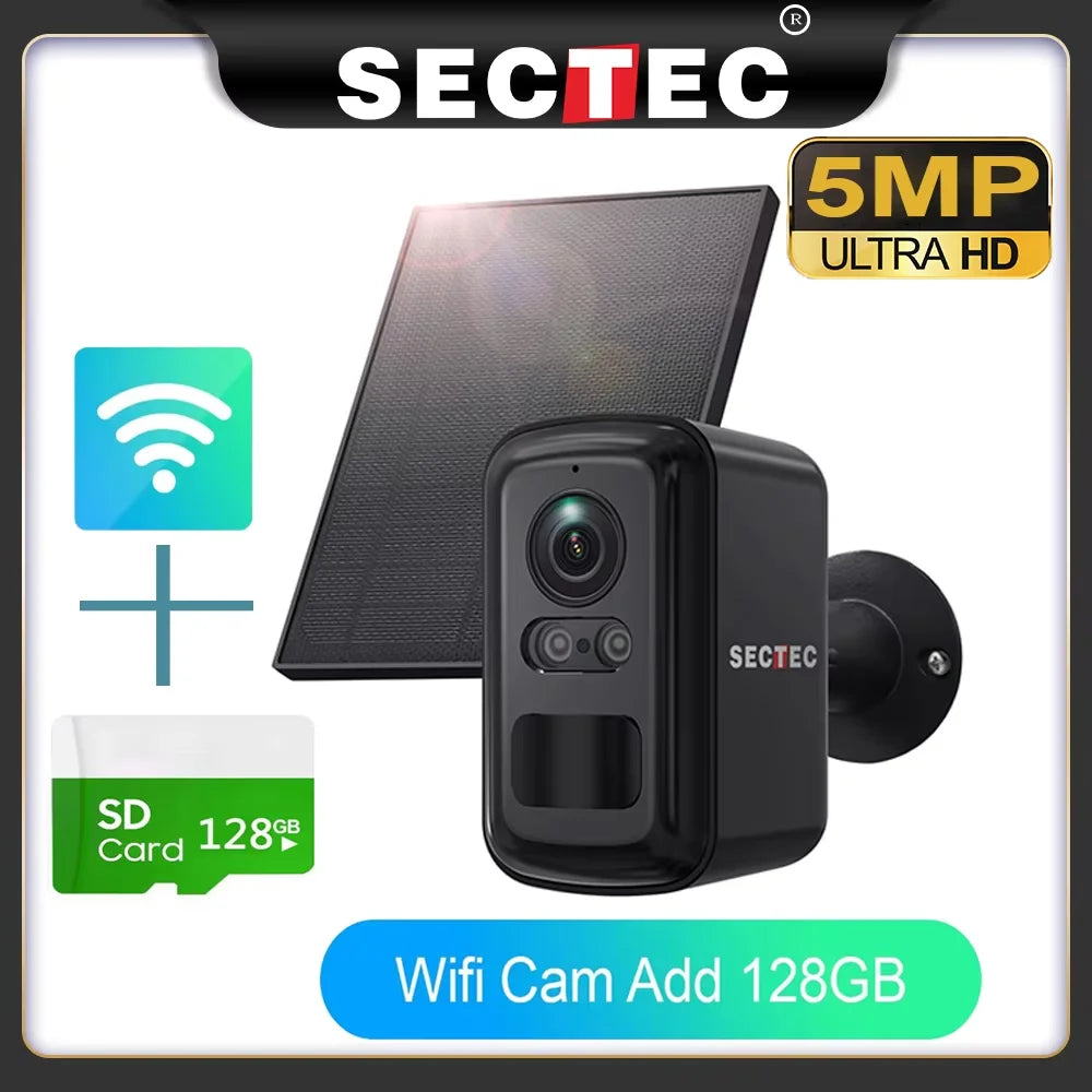 Sectec 5MP Mini Solar 4G Camera Outdoor Surveillance Camouflage Color WiFi Security  Camera PIR Detection Auto Tracking UBox App