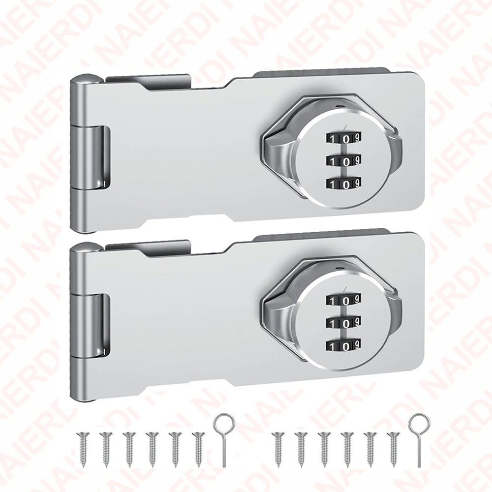 NAIERDI Household Cabinet Password Hasp Locks Zinc Alloy Security Combination Coded Drawer Door Lock for Refrigerator,Shed