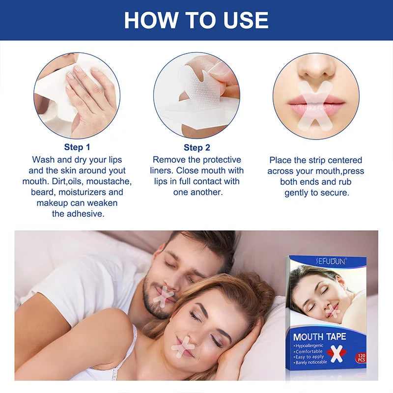 120PCS sleeping mouth tapeAdult Night Sleep Anti snore Improve Nose better Breathing Patch Mouth Correction Orthosis Tape SMZH09