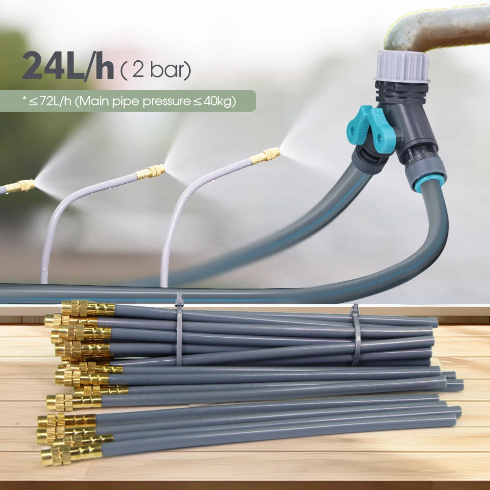 3/8" 9/12mm Garden Auto Watering System 20cm Free Bend Adjustable Sprayer Nozzle Misting Cooling Plants Irrigation Sprinkler Kit