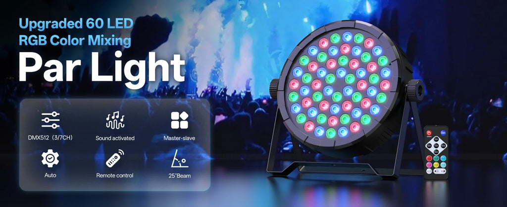 Somspot 4PCS 36W RGB Par Light 60LEDs DJ Party Lights Remote Control Disco Light for Stage Christmas Bar Club Wedding Birthday