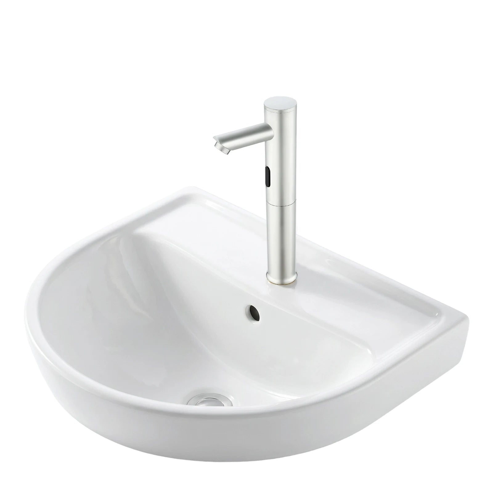 Automatic Sensor Faucet, Touchless Stainless Steel Bathroom Sink Mixer Tap, Hands-Free Cold Water Only with Control Box, Modern Silver Tall Design for Home Hotel Kitchen Hospital, Easy Clean Anti-Rust