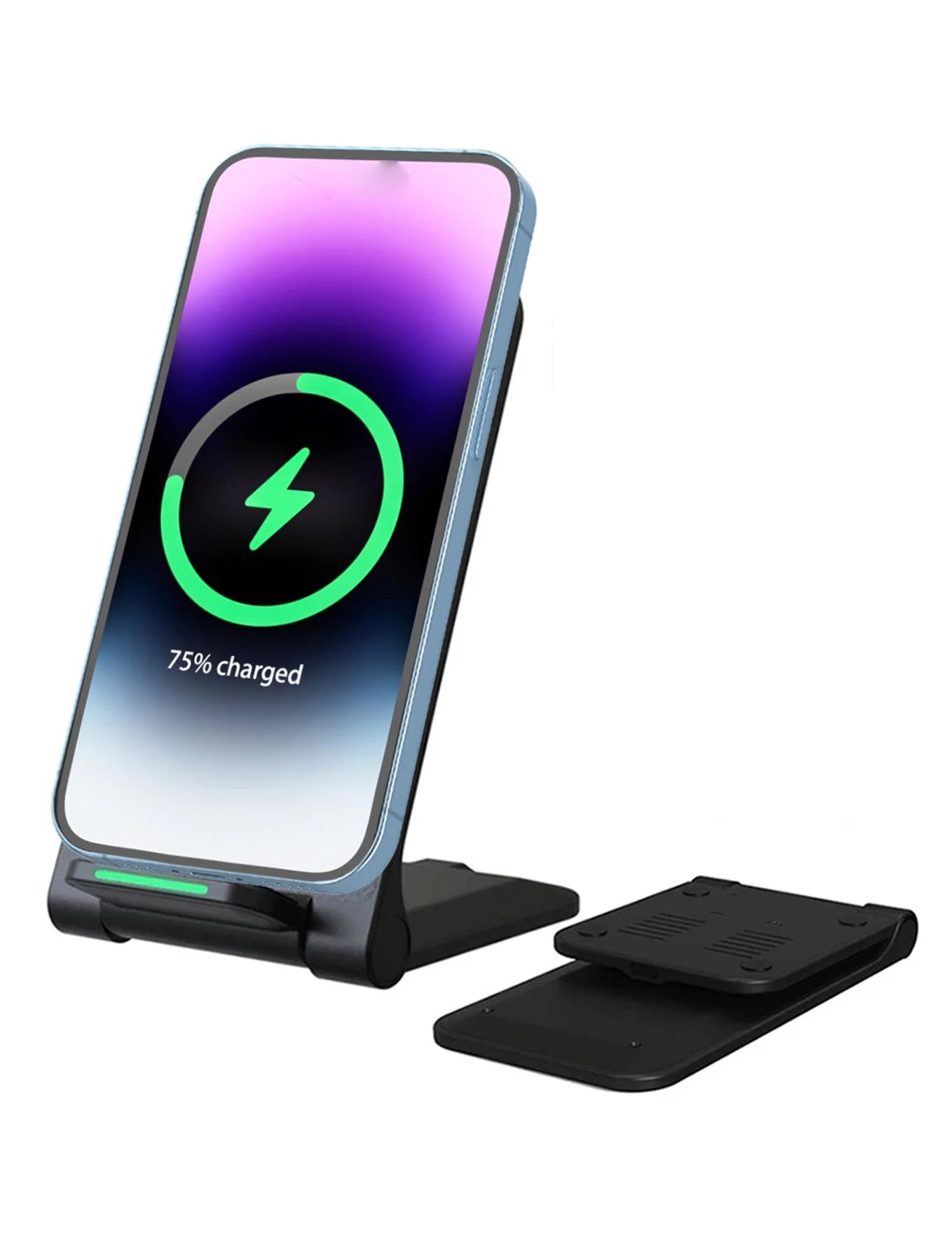 15W Foldable Wireless Charger Stand - Qi Certified Fast Phone Holder Tidesmit