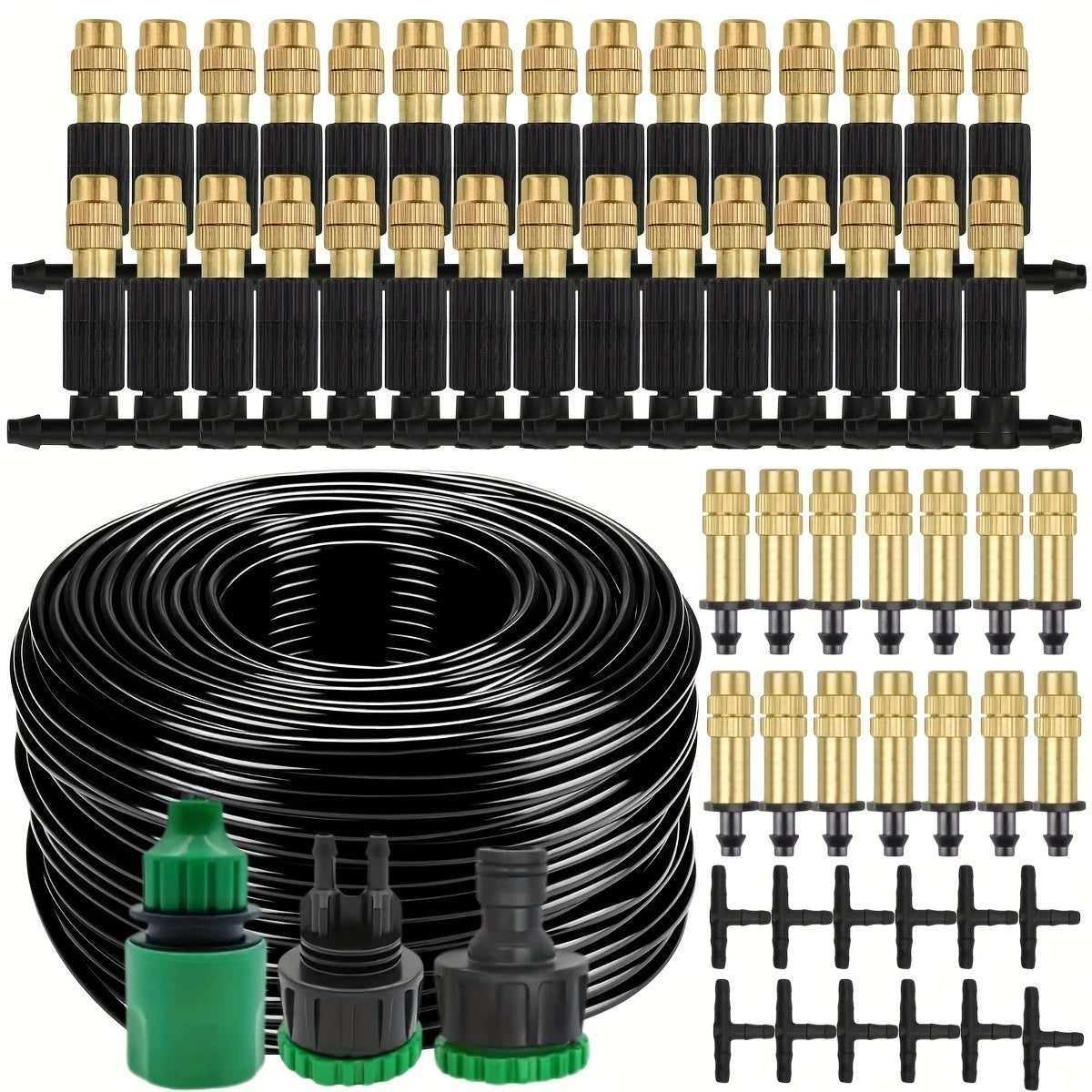 Outdoor Misting Cooling System, Garden Irrigation Watering, 1/4 Inch Atomizer Nozzle, 4/7mm Hose, 10M-30m, for Patio Greenhouse