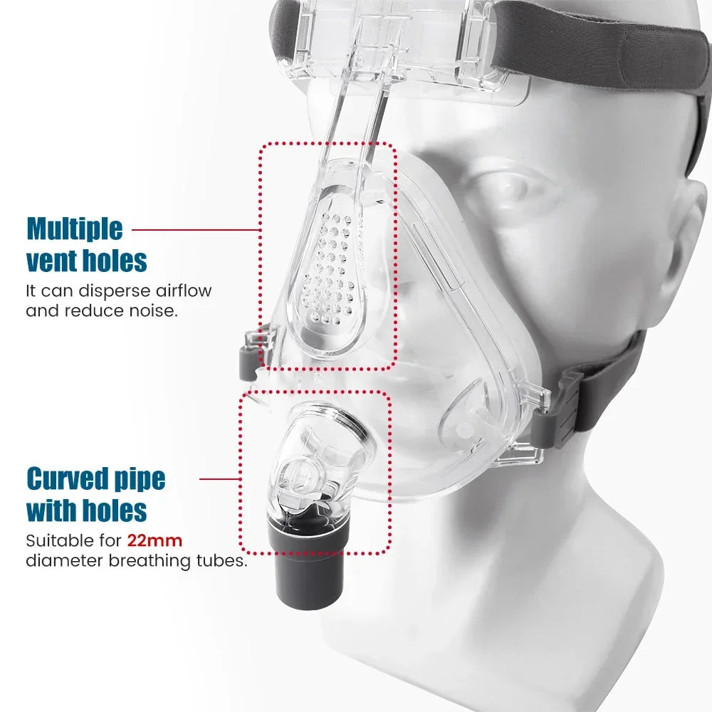 Comfortable CPAP Full Face Mask Adjustable Strap Respirator For Cushion Travel Anti Snoring Stopper Solution Tools Sleep Help