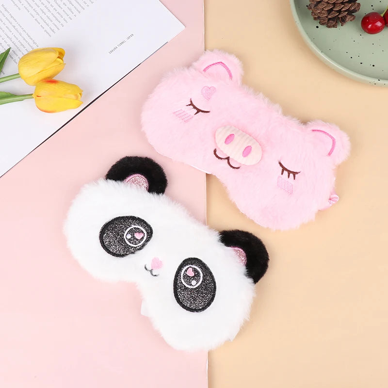 1pc Sleeping Mask Sleeping Blindfold Soft Plush Eye Masks Cute Cat Eye Cover Plush Mask Eyepatch Nap Health Eye Cover