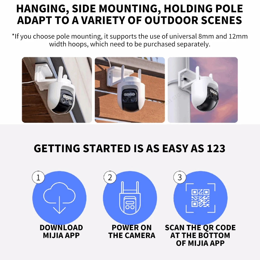 Xiaomi CW700S Outdoor  Camera 2.5K 9X Zoom IP66 AI Human Vehicle Detection Color Night Vision WiFi Cloud Storage H265 -CN