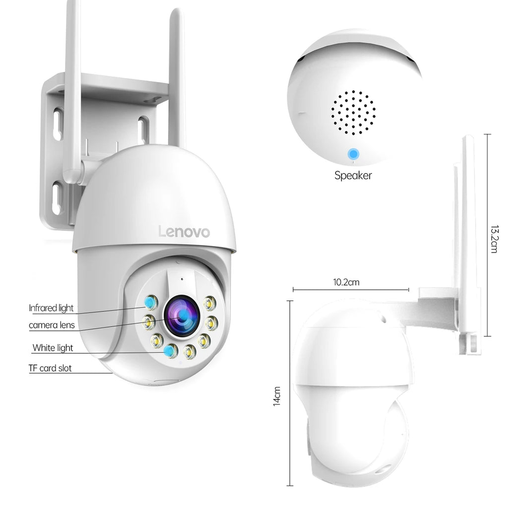 Lenovo 3MP HD Smart Wifi PTZ Camera Outdoor 5x Digital Zoom Auto Tracking ONVIF CCTV IP Camera Security Video Surveillance Cam