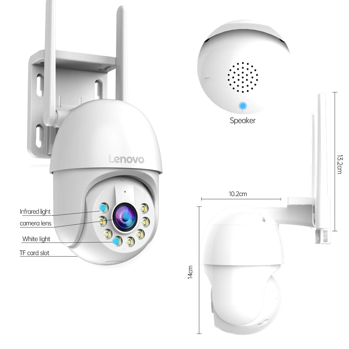Lenovo 3MP HD Smart Wifi PTZ Camera Outdoor 5x Digital Zoom Auto Tracking ONVIF CCTV IP Camera Security Video Surveillance Cam