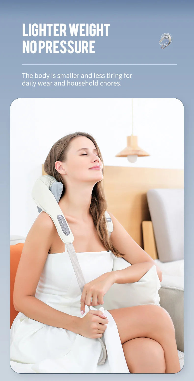 Cordless Deep Tissue Neck and Shoulder Massager with Heat Therapy Back Massage Instrument Tidesmit