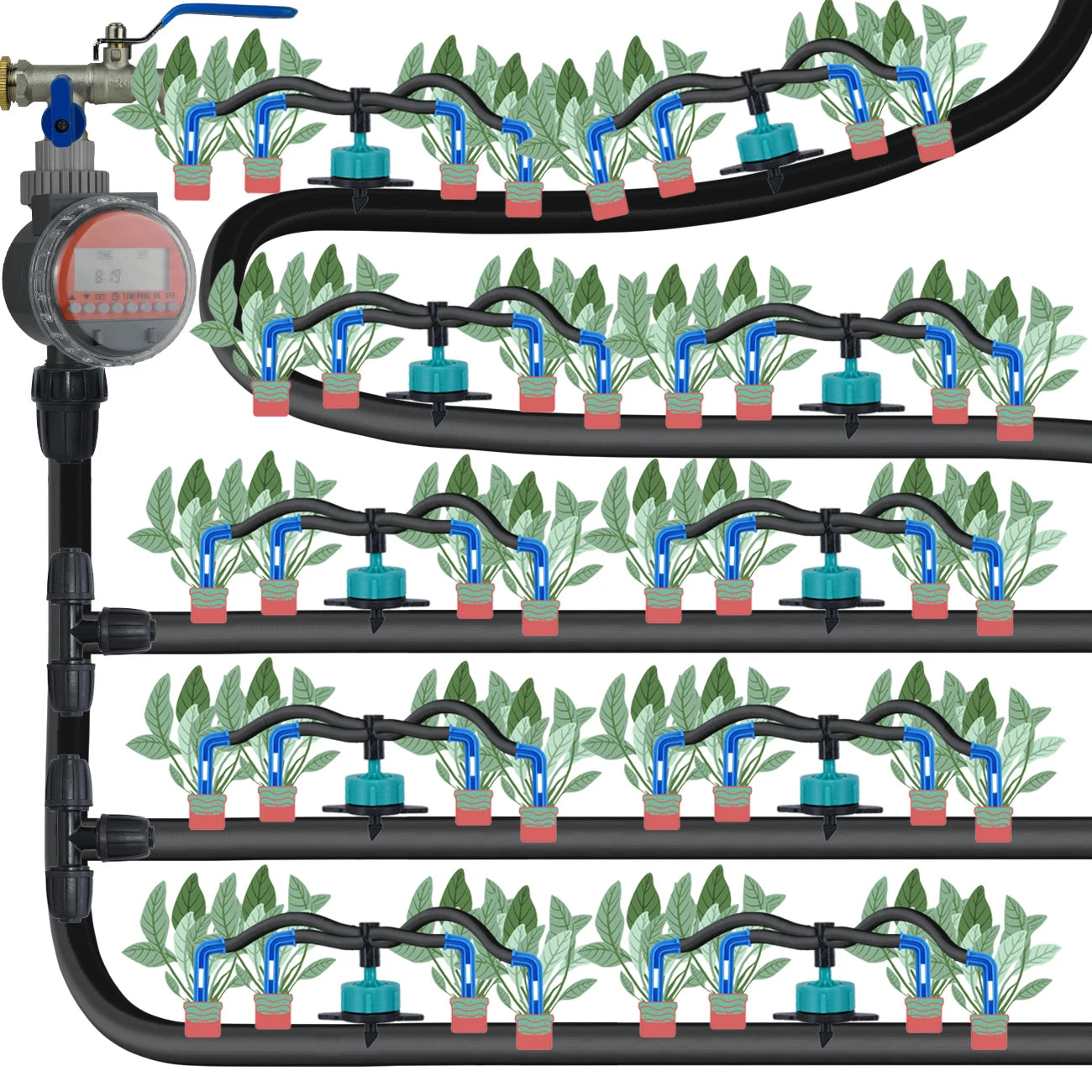 KESLA Drip Irrigation Kit 10-100M 4Way 2Way 8L Drip Arrow 3/5mm Hose Watering System Dripper Sprinkler Pot Planting Greenhouse