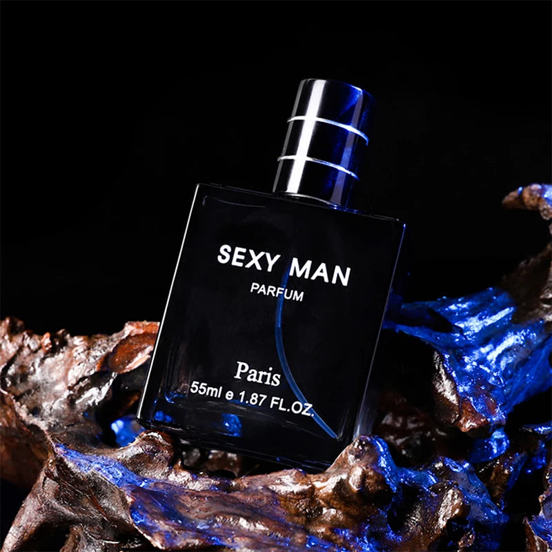Sexy Man Paris Parfum: 55ml blue square cologne bottle, long-lasting men’s fragrance for daily use. Luxury scent.