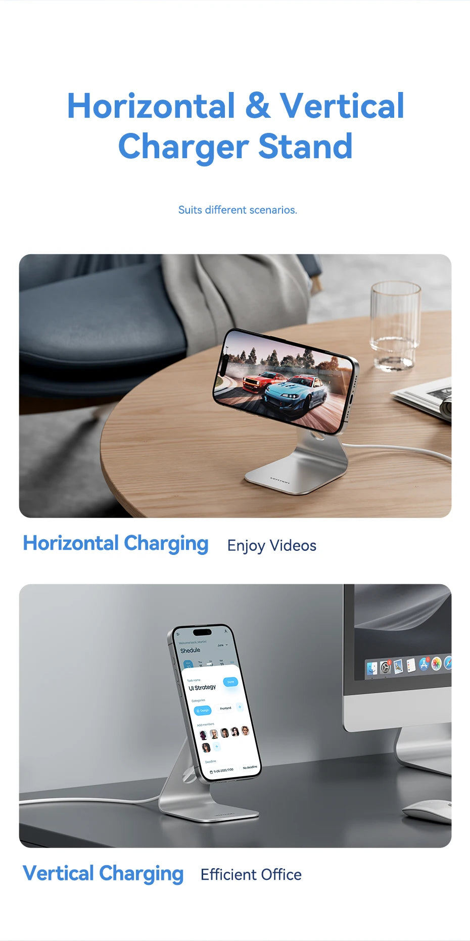 Vention Desktop 15W Magnetic Phone Wireless Charger with 1M Cable For Magsafe iPhone 15 14 13 12 Fast Charging Station Dock