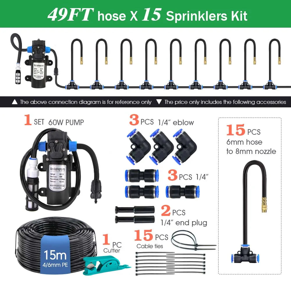 360° Free Rotate Adjustment Flexible Brass Spray Watering System Garden Cooling Pump Irrigation Set Quick Connection Interface