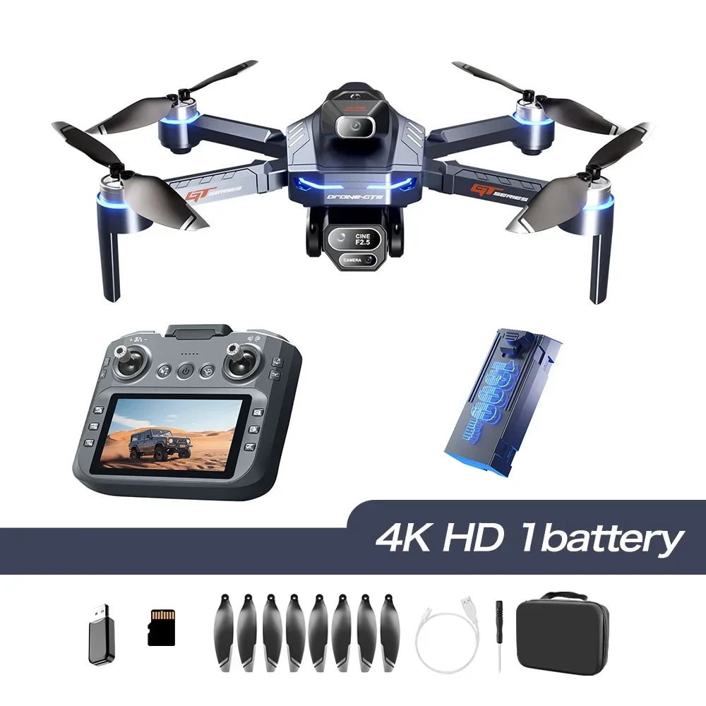 GT8 Dual Lens Camera Drone - 8K GPS Obstacle Avoidance Foldable Drone GT8-4K-navy blue-1B Tidesmit