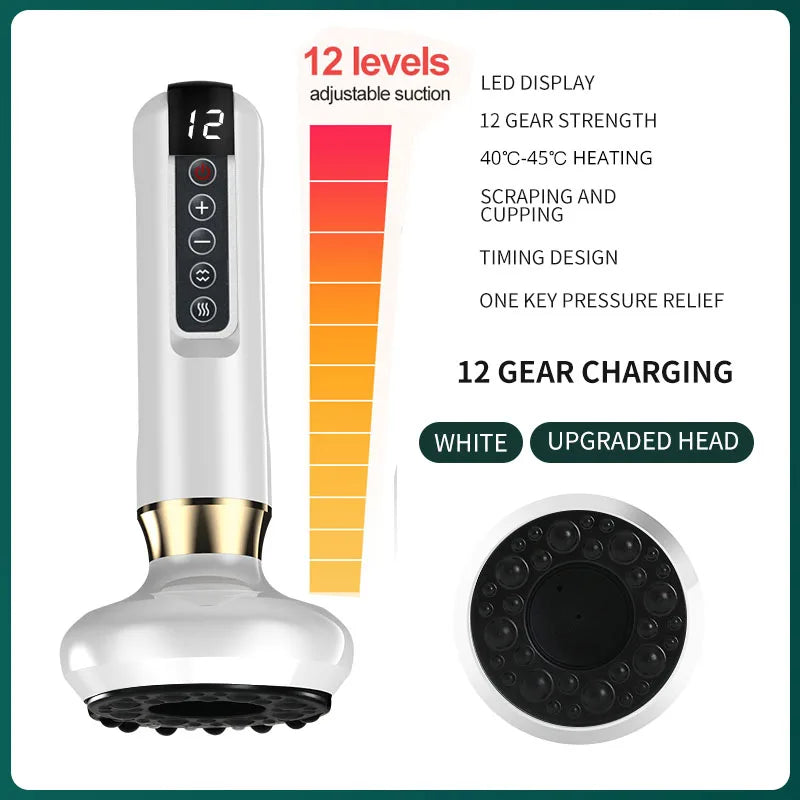 Electric Cupping Massager with Infrared Heat - 12 Gear Muscle Relief Body Shaping Massage Equipment 12Gear Whie China Mainland Tidesmit