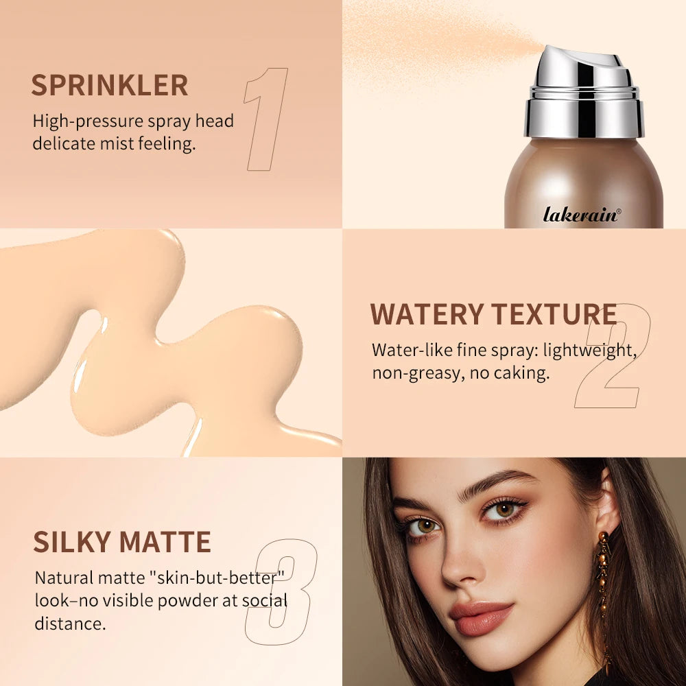 Tidesmit lightweight matte foundation spray texture close-up showing natural breathable waterproof finish