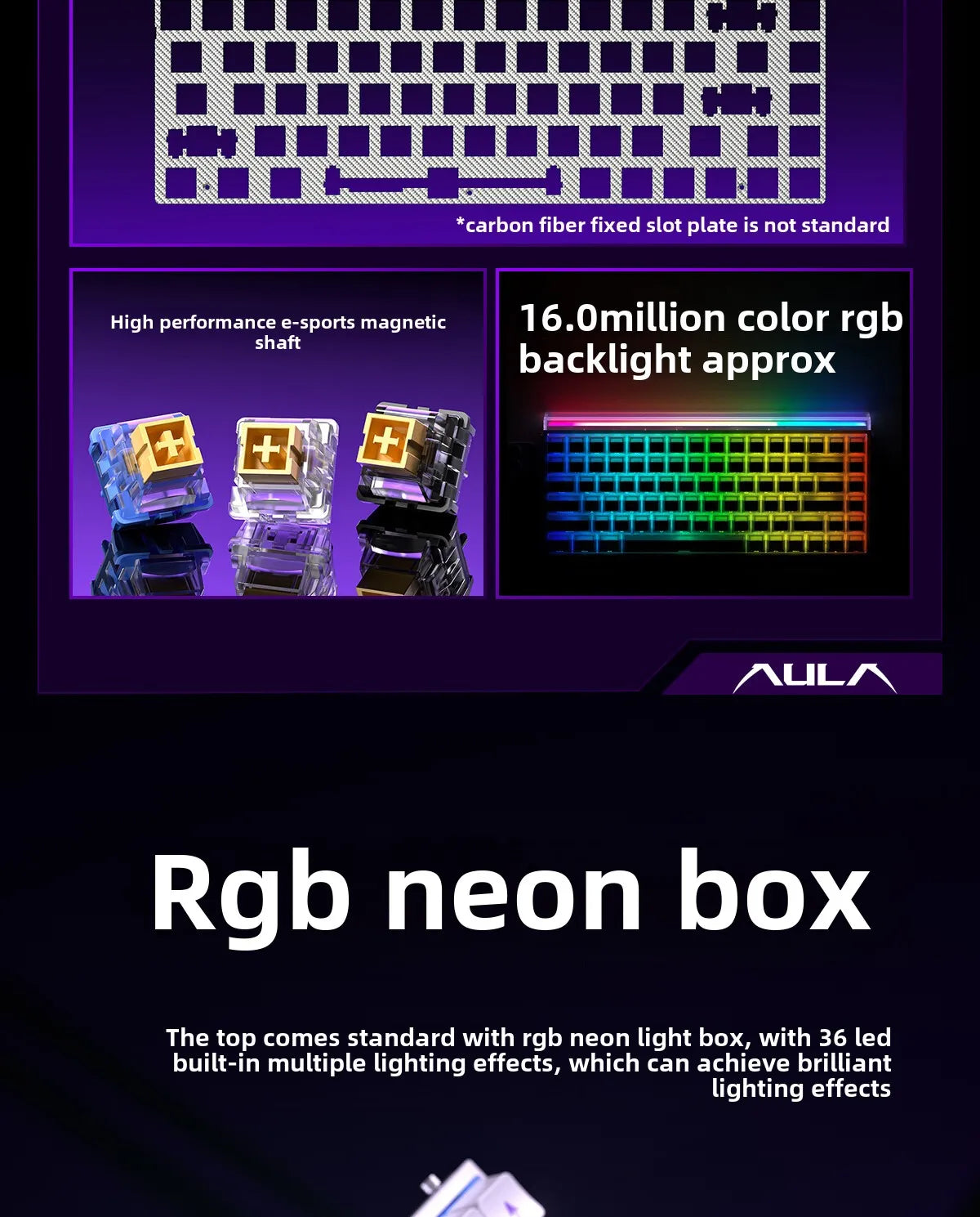 AULA HERO84 HE Magnetic Switch Wired Mechanical Keyboard RGB Music Rhythm 8K Return Rate Keyboard Computer Accessorie for Gamer