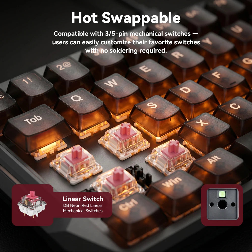 DarkBeacon 65% Gaming Keyboard 68 Keys Mechanical Keyboard LED Backlit Wired Keyboard with Red Switch for Windows Mac PS4 Gamer