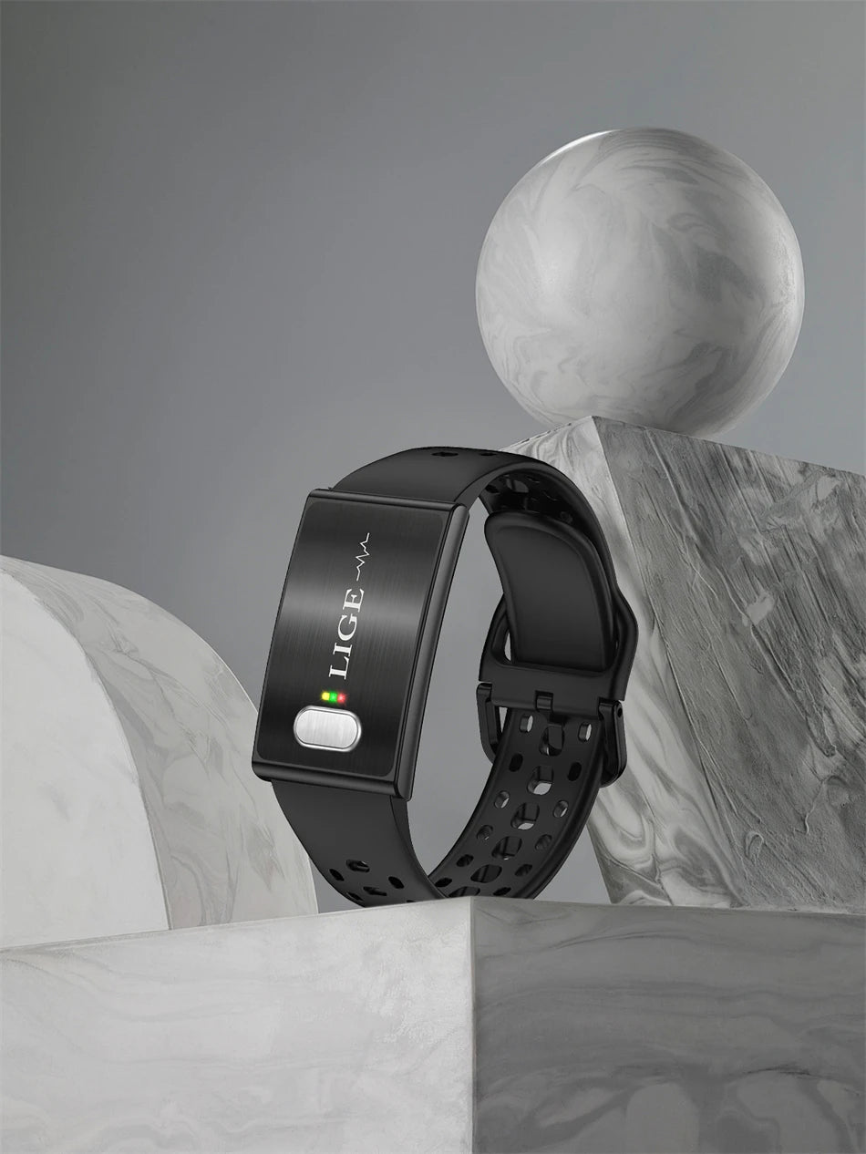 LIGE ECG HRV Health Smart Bracelet Heart Rate Blood Pressure Monitoring Body Fat BMI Body Temperature Fitness Tracker Smartwatch