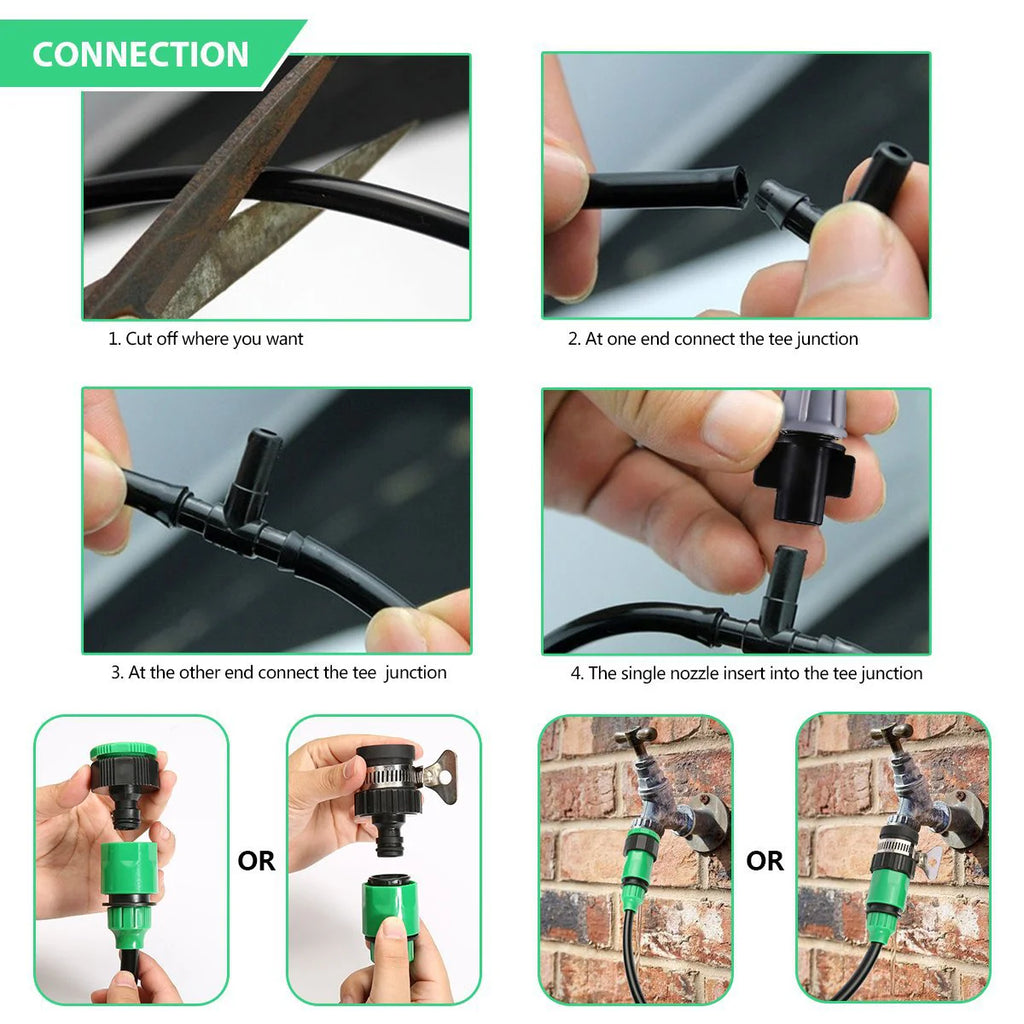 20-Meter Automatic Spray Cooling System Kit, Outdoor Patio/Garden Spraying System, DIY Micro-Irrigation Kit