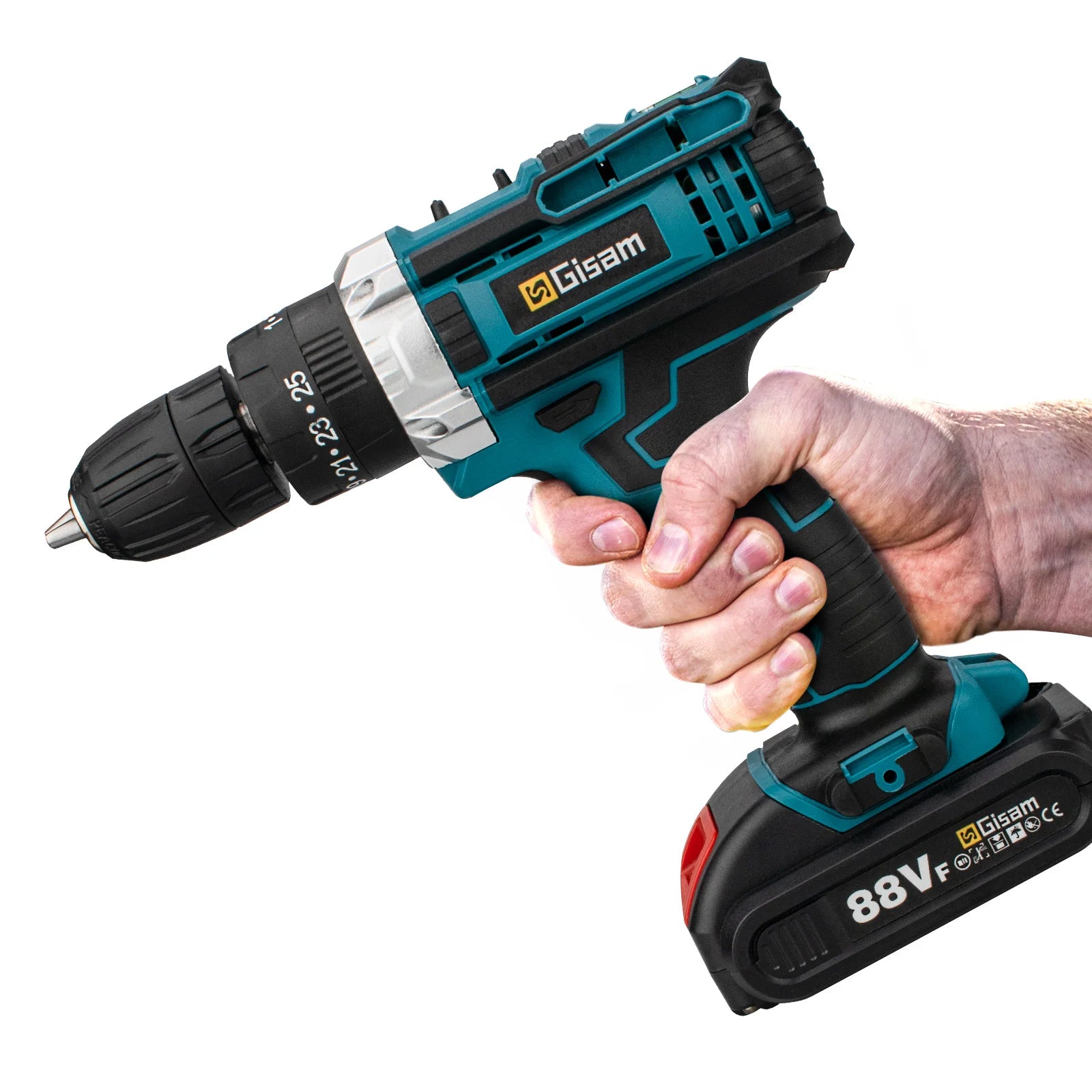 Wiredless Impact Drill Screwdriver Rechargeable Battery Cordless Hammer Drill 25+3Torque Setting Electric Screwdriver Power Tool