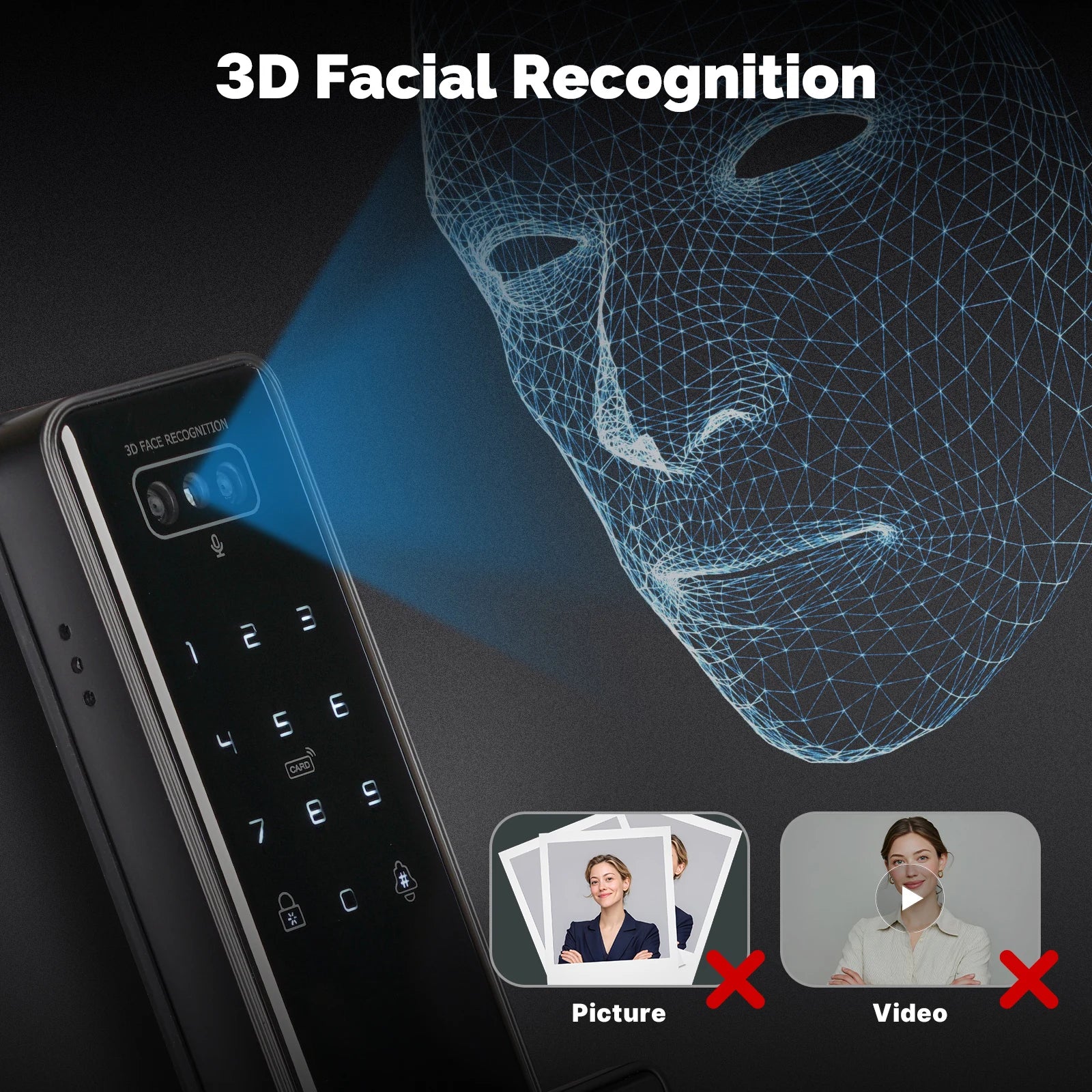 MOES Tuya WiFi Smart Door Lock Facial Palm Vein Recognition Remote Fingerprint Password IC Card Unlock Indoor Battery Powered