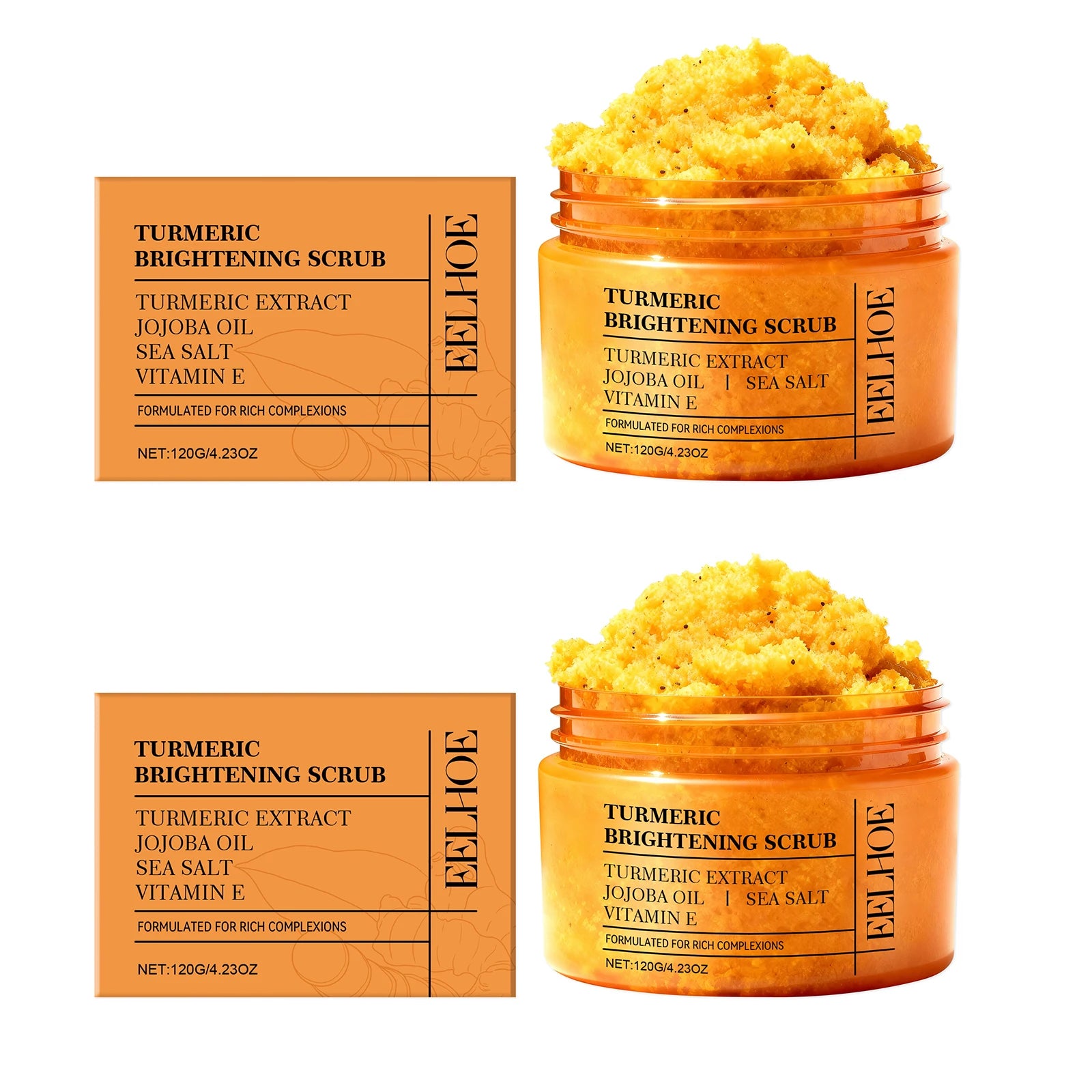 Turmeric Body Scrub for Dark Spots - Brightening Exfoliating Treatment Scrubs Treatments 2 x 120g Boxed Tidesmit