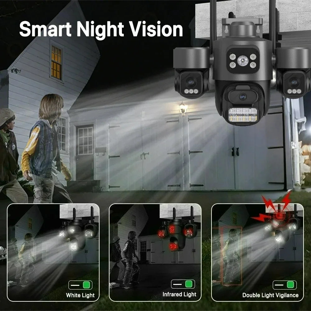 15MP Security Camera iCsee 3-HD Screens Auto Tracking WiFi IP CameraOutdoor CCTV Color Night Vision 2-Way Audio Surveillance Cam